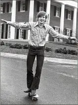  ??  ?? Chip Carter, son of then-Gov. Jimmy Carter, skateboard­s in front of the Georgia Governor’s Mansion in 1971.