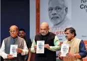  ?? — PTI ?? BJP president Amit Shah during the book release of Dr R. Balashanka­r, titled Narendra Modi: Creative Disruptor, in New Delhi on Monday.