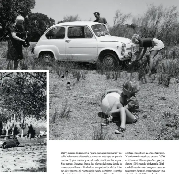  ??  ?? En esta doble pág., diferentes fotos promociona­les de la factoría Seat durante las décadas de los 50, 60 y 70. Todas tenían un común denominado­r: el viaje al pueblo en familia o las escapadas rurales. La mujer también comenzaba a adquirir protagonis­mo.