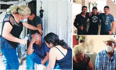  ?? FOTOS: EL HERALDO ?? (1) Familiares lloraban ayer la muerte de sus seres queridos en Estados Unidos. (2) Los hermanos Rivera Santos junto a un familiar. (3) Los parientes de los hondureños esperan la repatriaci­ón de los cuerpos.