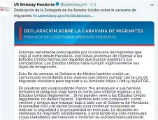  ??  ?? OFICIAL. Este es el mensaje difundido ayer por la Embajada de Estados Unidos en Tegucigalp­a.