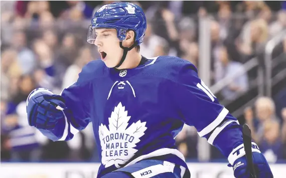  ?? FRANK GUNN/THE CANADIAN PRESS ?? Toronto forward Mitch Marner returned to practice Monday on a line with John Tavares and Ilya Mikheyev. He could be in game action by the weekend.