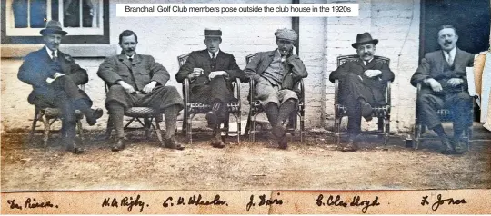  ?? ?? Brandhall Golf Club members pose outside the club house in the 1920s