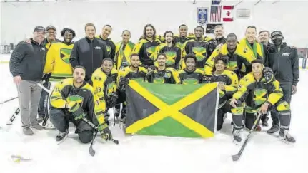  ?? (Photo: Observer file) ?? Jamaica’s ice hockey team after their success in the 2021 LATAM Cup in Fort Lauderdale, Florida.