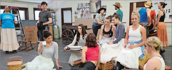  ?? PHOTO BY DIANE SOBOLEWSKI ?? The cast of Goodspeed’s “Oklahoma!” runs through a scene in rehearsal.