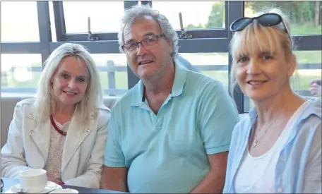  ??  ?? Laura Dempsey, John Butler and Yvonne Perenderga­st in the clubhouse at Arklow Geraldines Ballymoney for the special night for the under-14 team going to Féile Peile Ná Nóg 2018.