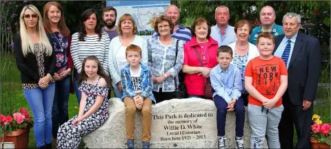  ??  ?? Members of the White family at the unveiling of the stone in memory of Willie White in Clonegal.