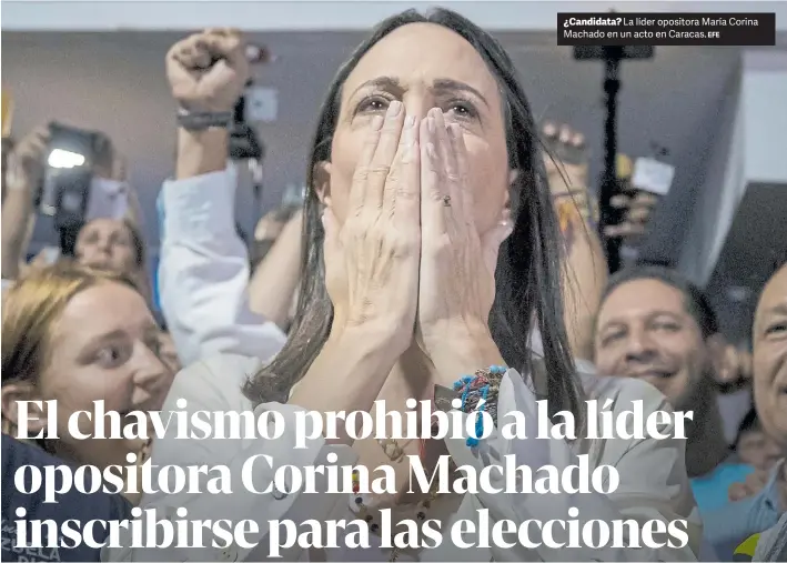  ?? EFE ?? ¿Candidata? La líder opositora María Corina Machado en un acto en Caracas.