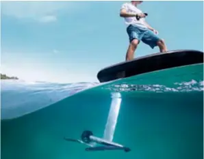  ??  ?? This electric hydrofoil surfboard will let you levitate above the waves.