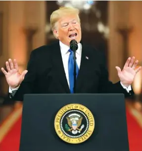  ?? AP PHOTO/EVAN VUCCI ?? President Donald Trump speaks Wednesday during a news conference in the East Room of the White House.