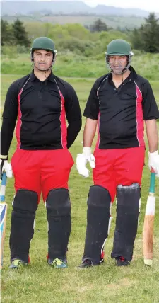  ??  ?? Omar and Rahsid, opening batsmen for County Sligo Cricket Club for their match against Cork at Sligo Racecourse last Saturday.