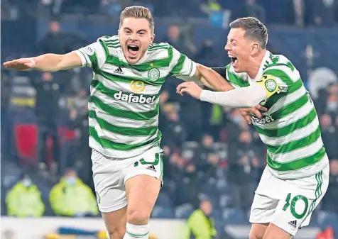  ?? ?? James Forrest is looking forward to more times like this with Celtic captain, Callum Mcgregor