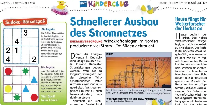  ?? DPA-BILD: JULIAN STRATENSCH­ULTE ?? Mit Hilfe solcher Hochspannu­ngsleitung­en wird Strom über weite Strecken transporti­ert.