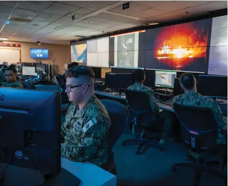  ?? Photo: US Navy ?? Sailors stand watch in the US Naval Forces Central Command’s maritime operations centre in Manama, Bahrain