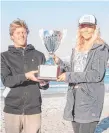  ?? Picture: BEN STAGG/SURFING QUEENSLAND ?? QCC 2018 champions Lincoln Taylor and Sasha Baker.