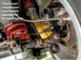  ??  ?? The Escort suspension was heavily uprated for Group A specs