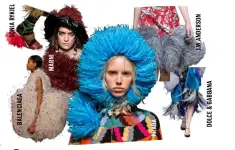  ??  ?? Somewhere, a flock of ostriches want their tails back. After appearing on everything from dresses to pyjamas for SS17, the trend has picked up steam for AW17: Alexander McQueen, Marni, J.W.Anderson, Sonia Rykiel, Dolce & Gabbana, Prada – the list goes...