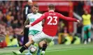  ?? ?? Kieran Trippier has his shot blocked by Luke Shaw. Photograph: David Klein/Reu