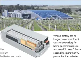  ??  ?? When a battery can no longer power a vehicle, it can store electricit­y for home or commercial use, and even if it doesn’t find a second life, more than 90 per cent of the materials can be used and recycled.