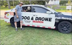  ?? Sarah Page Kyrcz / For Hearst Connecticu­t Media ?? Dan Montuori with Stella are the team for Dog & Drone Search Pet Rescue, which has helped find over 100 pets, according to Montouri