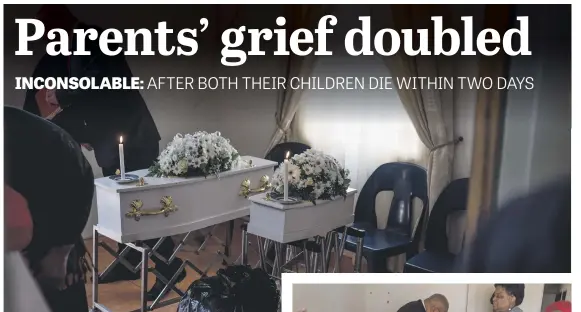  ?? Picture: Yeshiel Panchia ?? SIBLINGS WHO NEVER MET. The bodies of Princess and Prince Khambule lie in coffins in their aunt’s home in Eersterust.