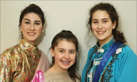  ??  ?? Pictured backstage at Gorey Musical Society’s production of ‘The King and I’ in Gorey Little Theatre were Ruby Levingston­e, Romy Nolan and Tara Boukhima. GAA LOTTO SPLIT THE POT CARNEW MUSICAL SOCIETY