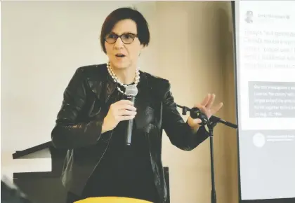  ?? LYNN GIESBRECHT ?? Cindy Blackstock, executive director of the First Nations Child and Family Caring Society of Canada and social work professor at Mcgill University, told a Regina conference this country still discrimina­tes against First Nations children when it comes to funding.