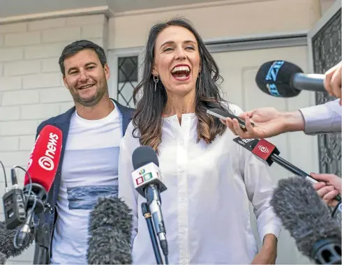  ?? PHOTO: JASON DORDAY/STUFF ?? At their home in Point Chevalier, Auckland, Prime Minister Jacinda Ardern and her partner, Clarke Gayford, announce they are expecting their first child in June.