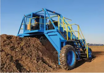  ?? SUPPLIED ?? The CM-CT6 drum-type compost turner has a 250kW diesel engine, and can turn up to 900m3 of compost every hour.