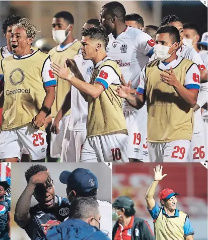  ?? FOTOS: MARVIN ISIDRO SALGADO ?? clasificac­ión a la final, en donde buscarán el bicampeona­to. (2) Eddie Hernández fue el más peligroso palabras soeces a un olimpista. (4) Pedro Troglio tiene soñando a los hinchas del equipo melenudo.