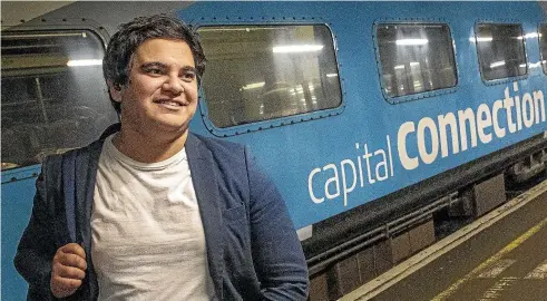  ?? WARWICK SMITH/ STUFF ?? Keegan Mitchell was the sole passenger to depart the Capital Connection commuter train at Palmerston North on Thursday night.