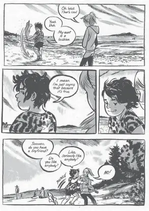  ??  ?? The award-winning graphic novel This One Summer does not have any explicit sex or nudity, but is notable for the characters’ frank discussion­s of sexuality.