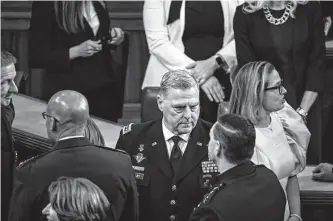  ?? New York Times file photo ?? Gen. Mark Milley, shown before the State of the Union address, ends his term as chairman of the Joint Chiefs of Staff this fall. President Joe Biden reportedly is on the verge of picking a successor.