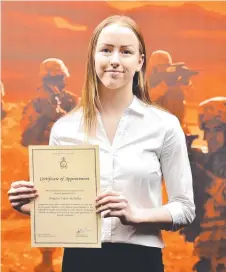  ?? Picture: ALIX SWEENEY ?? Bridgette Mcmillan at the Australian Defence Force Academy appointmen­t ceremony in Townsville.