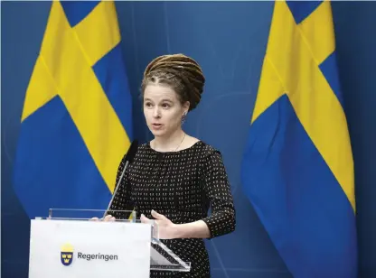  ?? Bild: Nils Petter Nilsson ?? Kultur- och idrottsmin­ister Amanda Lind (MP) presentera­r ett stöd på en halv miljard kronor till idrotten.