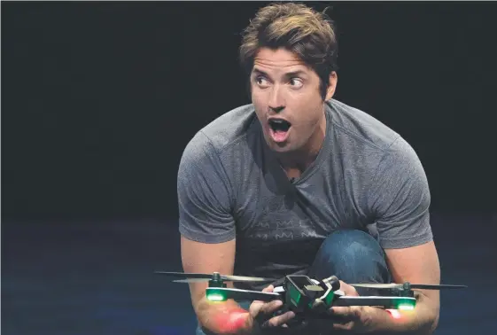  ?? Picture: AFP ?? GoPro CEO Nick Woodman introduces the foldable Karma drone during a press event in Olympic Valley, California, in 2016.