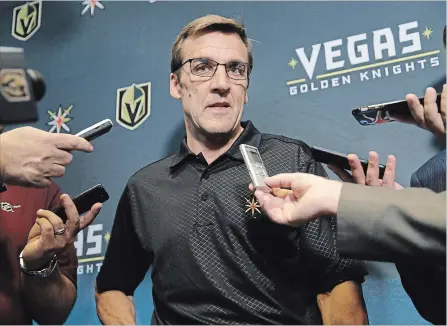  ?? ASSOCIATED PRESS FILE PHOTO ?? George McPhee, pictured above, is the general manager of the Vegas Golden Knights. Before that, he was the GM in Washington for 17 years. McPhee and the Capitals’ GM Brian MacLellan are both from Guelph and both played Jr. A hockey for the Platers.