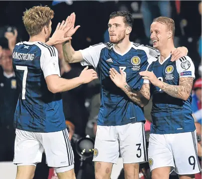  ?? Picture: SNS Group. ?? Key men for Scotland: Stuart Armstrong, Andy Robertson and Leigh Griffiths.