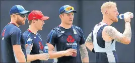  ?? REUTERS ?? ■ (From left) Jonny Bairstow, Eoin Morgan, Jason Roy and Ben Stokes in Colombo on Monday.