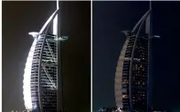  ?? — File photo ?? Burj Al Arab was one among the many landmarks in Dubai that switched off lights to observe Earth Hour last year.