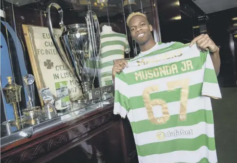  ??  ?? 0 Celtic’s new recruit Charly Musonda, on loan from Chelsea until May 2019 after finalising his move last night, will wear shirt No 67.