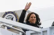  ?? LEAH MILLIS / POOL ?? Vice President Kamala Harris boards Air Force 2 for travel to Japan and South Korea from Joint Base Andrews, Maryland, Sunday.