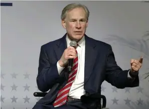 ?? Tribune News Service ?? ■ Gov. Greg Abbott says one of his major goals for the legislativ­e session that began this week is “to make it fiscally impossible” for a city to slash funding of police. Screen grab is from his appearance at the Texas Public Policy Foundation’s Policy Orientatio­n event in Austin late Thursday.