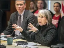  ?? ?? New Mexico Gov. Michelle Lujan Grisham speaks during a conference on Jan. 25 at the State Capitol in Santa Fe.