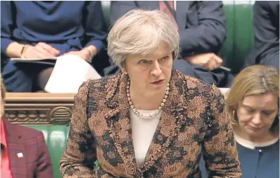  ??  ?? Prime Minister Theresa May telling the House of Commons the Government has concluded it is “highly likely” that Russia is responsibl­e for the attack on Sergei Skripal and his daughter.