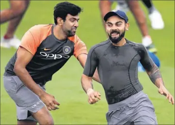  ?? REUTERS ?? India skipper Virat Kohli and R Ashwin during a training session in Southampto­n on Wednesday. The fourth Test begins today.