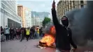  ??  ?? Protesters set alight a barricade during a demonstrat­ion against the government in Bogota on January 21