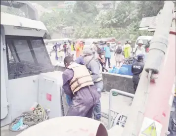  ??  ?? Residents from the danger zone, who had initially declined evacuation, were yesterday rescued by coastguard­s. (Photo taken from National Emergency Management Organisati­on-NEMO St. Vincent and the Grenadines Facebook page)