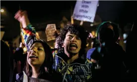  ??  ?? Students rally at Syracuse University on Wednesday night. Photograph: Maranie Staab/ Reuters