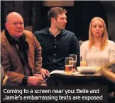  ??  ?? Coming to a screen near you: Belle and Jamie’s embarrassi­ng texts are exposed
ITV